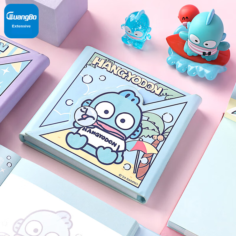 Блокнот GuangBo X Sanrio Square Leather Pocket Notebook, дизайн "Рыбка", 80 листов, 98*98 мм