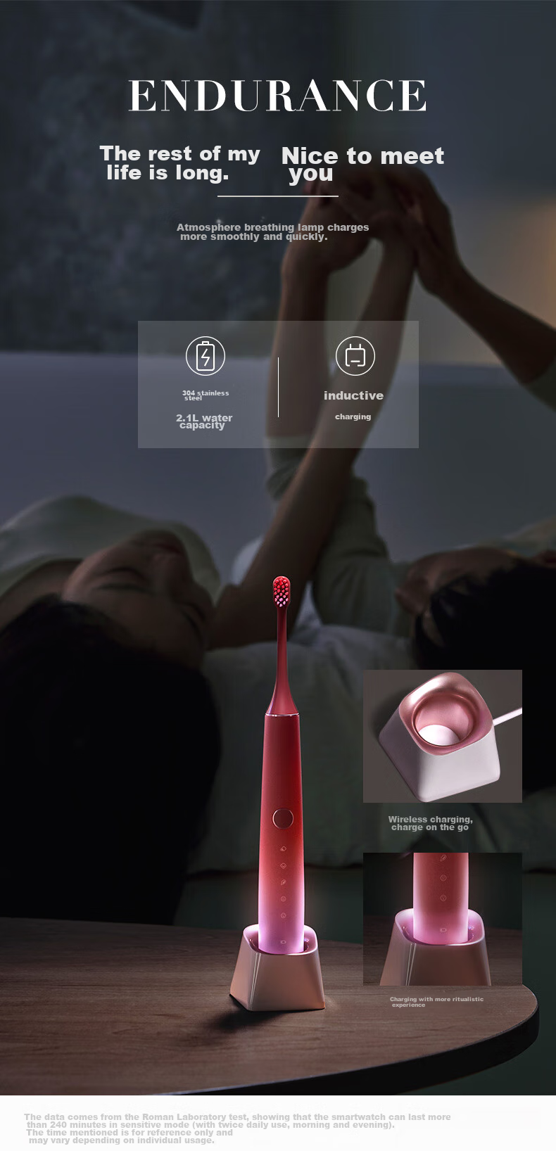 ROAMAN Electric Toothbrush, Recommended by Dentists for Deep Cleaning And Whitening, Gum Protection, Gift for Boyfriend/girlfriend, Birthday, Valentine's Day, Wedding, Engagement, T40 Little Heartbreaker, Matte Black 11
