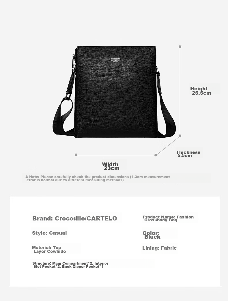 CARTELO Men's Handbag, Shoulder Crossbody Bag, Top-Grain Leather, Business Casual Backpack, Gift for Boyfriend, Husband, Father 8