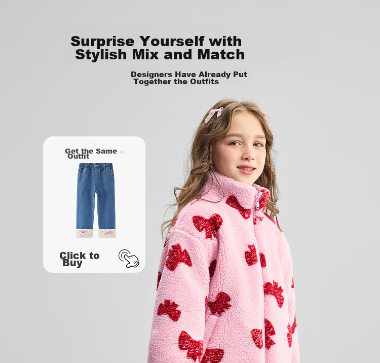 DISNEY Girls' Red Fleece-Lined Cotton Jacket, Faux Sherpa Fleece Top, for Older Children's New Year Outfit, Winter 2024, DB441JE08, Pink, Size 100 8