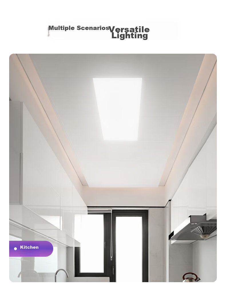 Midea Ultra-Thin Borderless Kitchen Light, Recessed Panel Light for Bathroom And Kitchen, Integrated Ceiling Light, 30x60 Full Spectrum Eye Protection, 24 Watts 13