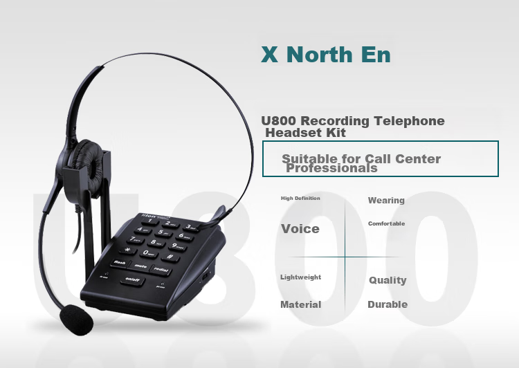 HION U800 Call Center Telephone Recording Equipment Recording Telephone Set for Operators Customer Service Landline Recording Telephone Box Computer Dialing (For Fixed-Line Telephone Lines) 1