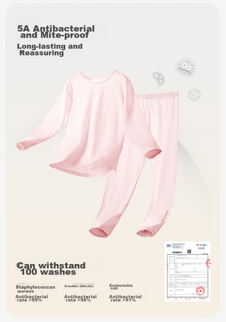 Jiusuiban Children's Thermal Underwear, Girls' Autumn And Winter Thin Base Layer Cotton Sweater Set, for Older Children, Autumn Clothes And Pants, Pajamas And Sleepwear 6