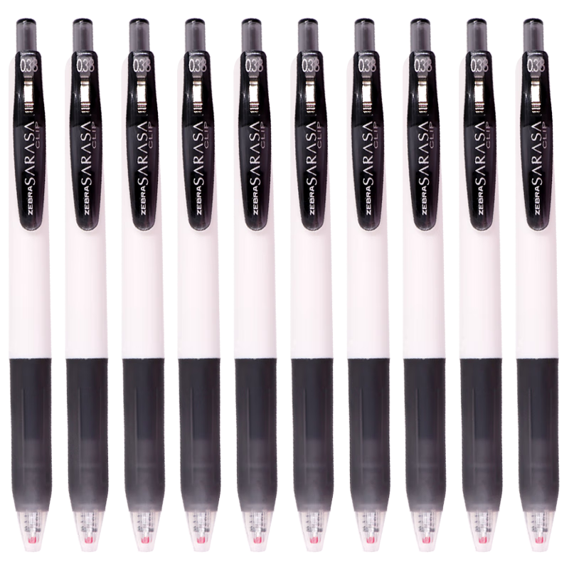 ZEBRA Gel Pen, 0.38mm Bullet Tip, Push-Button Signing Pen, Large Capacity Rollerball Pen for Students And Office Use, JJXZ15W, Black, Pack of 10