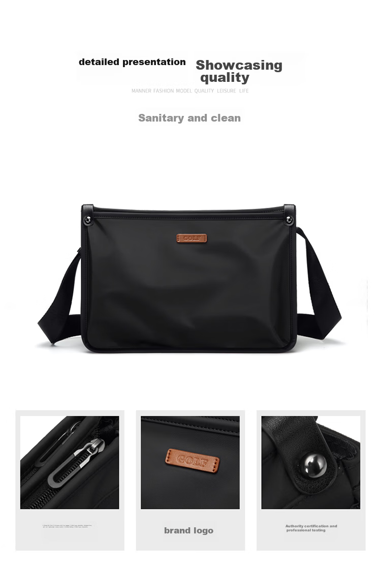 GOLF Shoulder Bag for Men, Large Capacity Crossbody Bag, Business Casual Water-Resistant Lightweight Phone Bag, Trendy IPad Messenger Bag, Fashionable Men's Satchel 5I797463J Black 5