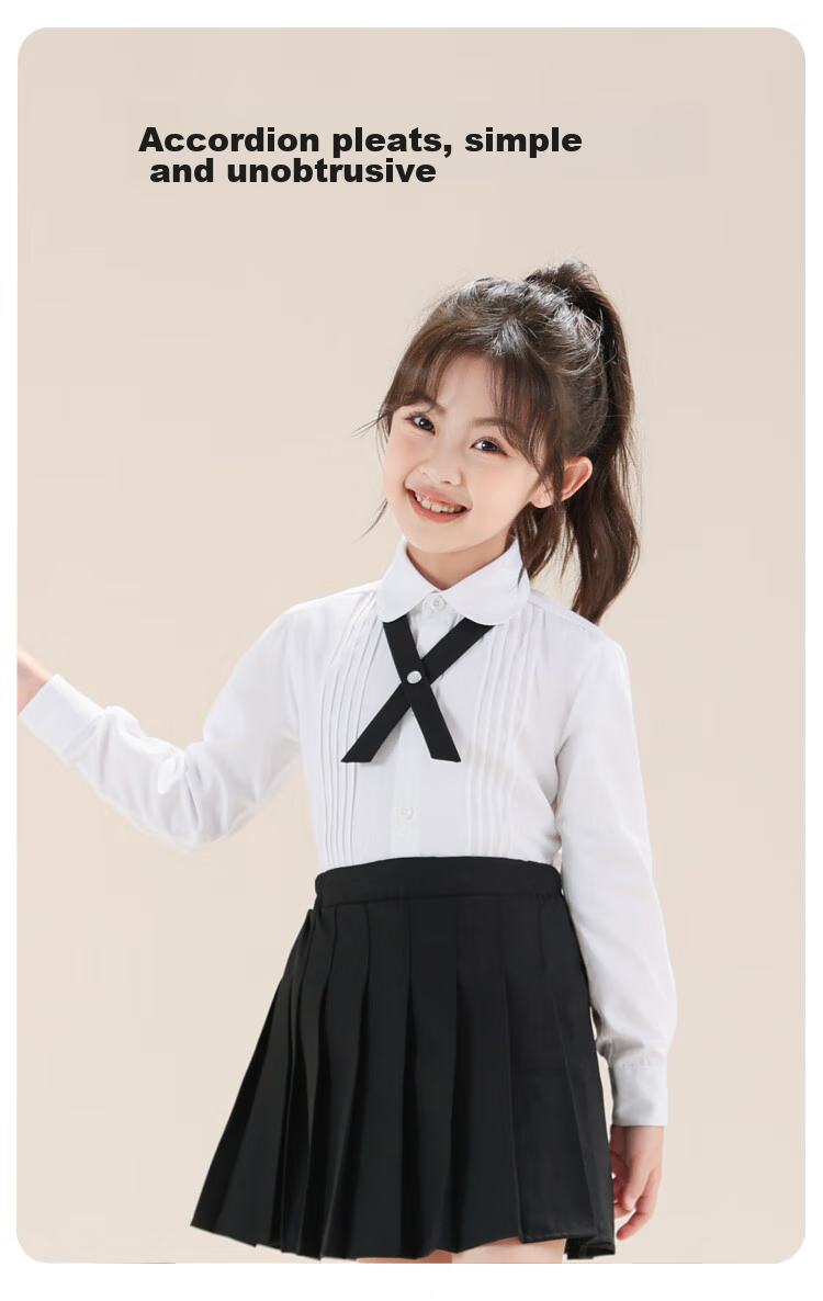 Yinuofang Children's White Long-Sleeve Shirt, Children's Day Performance Costume, Undershirt for Girls, Girls' Shirt for Large Chorus T-Shirt 6