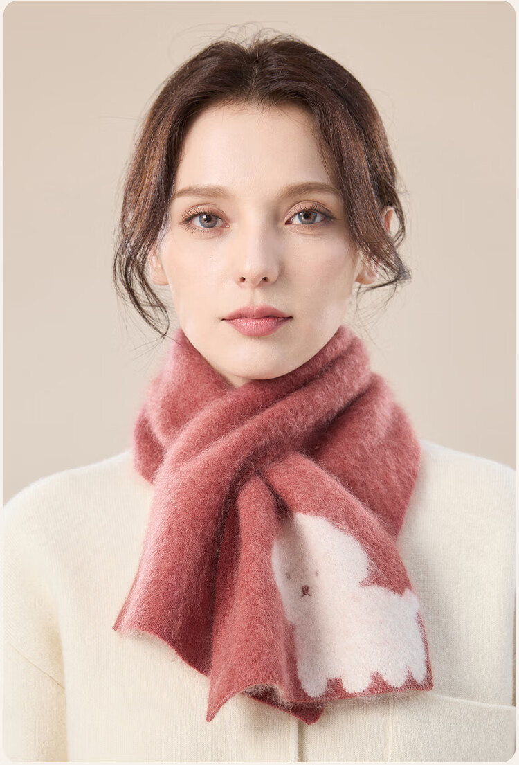 JIUMU Wool Blend Small Scarf Women Autumn Winter Warm Neck Warmer Lightweight Short Scarf 3