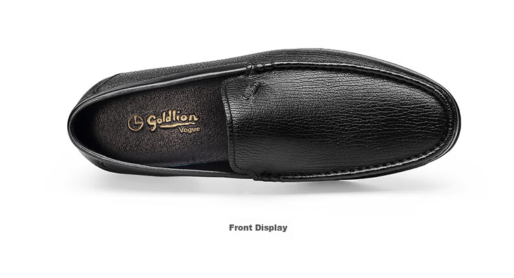 Goldlion Men's Shoes, Business Casual Shoes, Comfortable Lightweight Breathable Fashion Leather Shoes, 596830193ALB, Black, Size 38 14