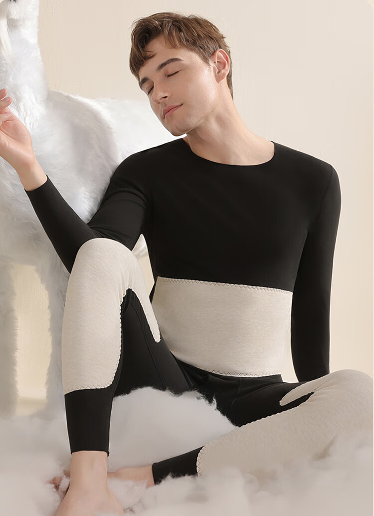 LangSha Women's Thermal Underwear Seamless Customizable Double-Sided Fleece Wool Silk Patch Autumn Top and Bottom Set 1