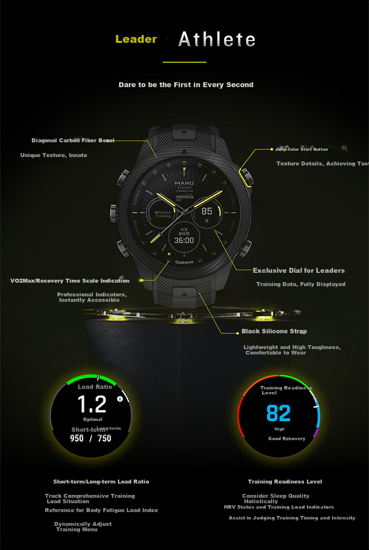 GARMIN MARQ2 Athlete Gen 2 Carbon Fiber High-End Business Outdoor Trail Smart Sports Watch 8