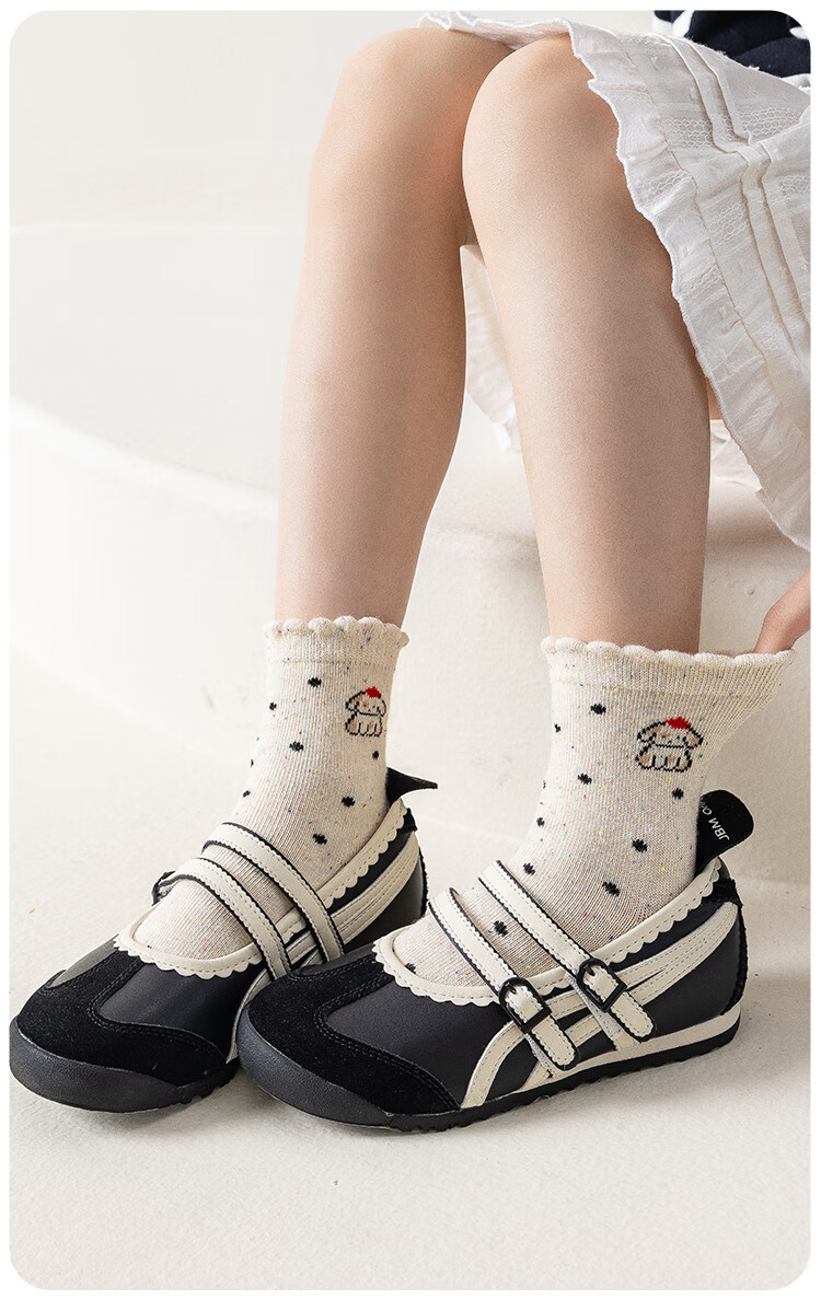 Urban Beauty Children's Socks Girls Autumn Winter Long Staple Cotton Skin-friendly Breathable Cartoon Mid-Long Socks Anti-Odor for Ages 6-12 1