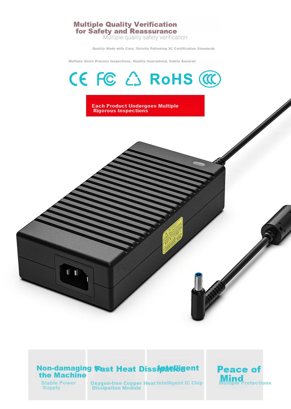 Delippo GaN HP 19.5V 11.8A 230W Power Adapter Travel Charger for Shadow Elf 9/8/7/6 Pro Ryzen Edition Laptop 4.5mm Small Port with Pin 5