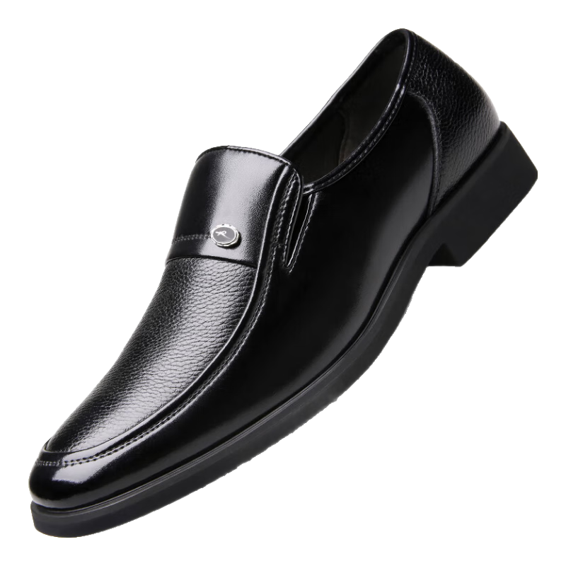 CARTELO Slip-On Formal Business Dress Shoes, Top-Grain Leather, Trendy Low-Top Style for Middle-Aged And Elderly Men, Dad Shoes 1053, Black, Size 43