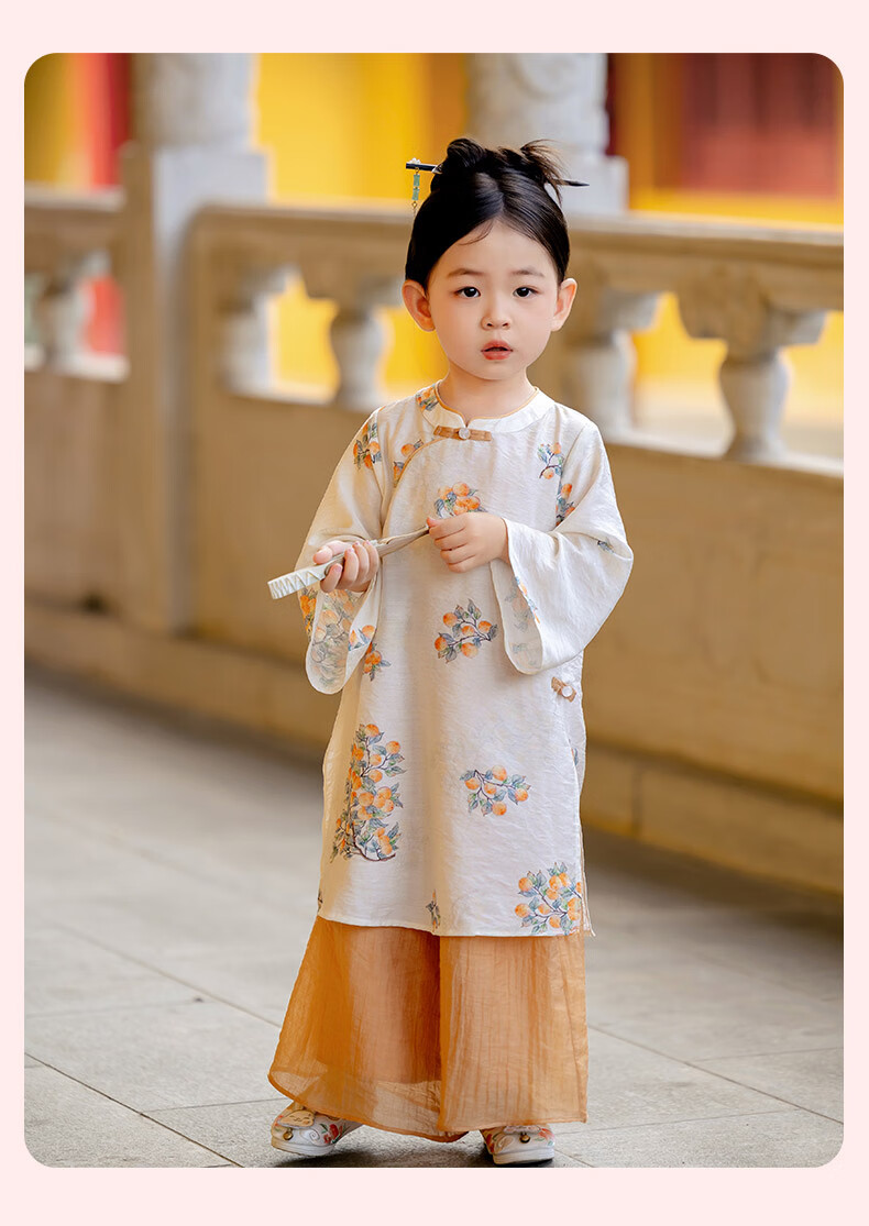 Menghu Ruoli Hanfu Girls' 2026 Spring New Chinese-Style Set, Vintage-Style Long-Sleeve National Style Parent-Child Outfit, Pink Floral Pattern, Size 150 9