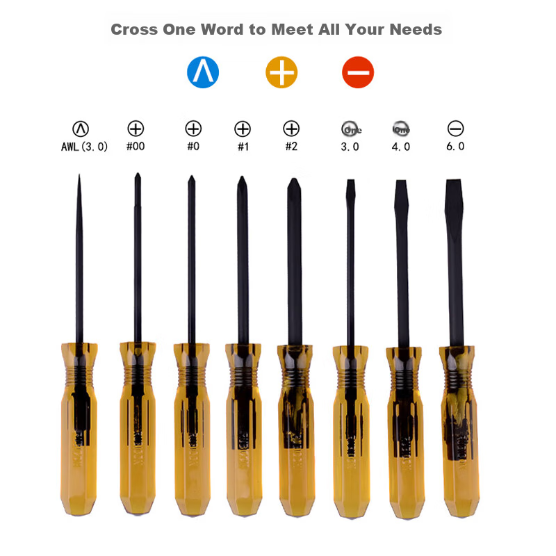 RUBICON Screwdriver Set, Household Multi-Functional, Phillips And Flathead, Soft Handle Screwdriver Set, 9-In 268P