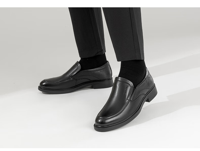 Aokang Men's Casual Business Leather Slip-On Comfortable Loafers Black Size 43 10