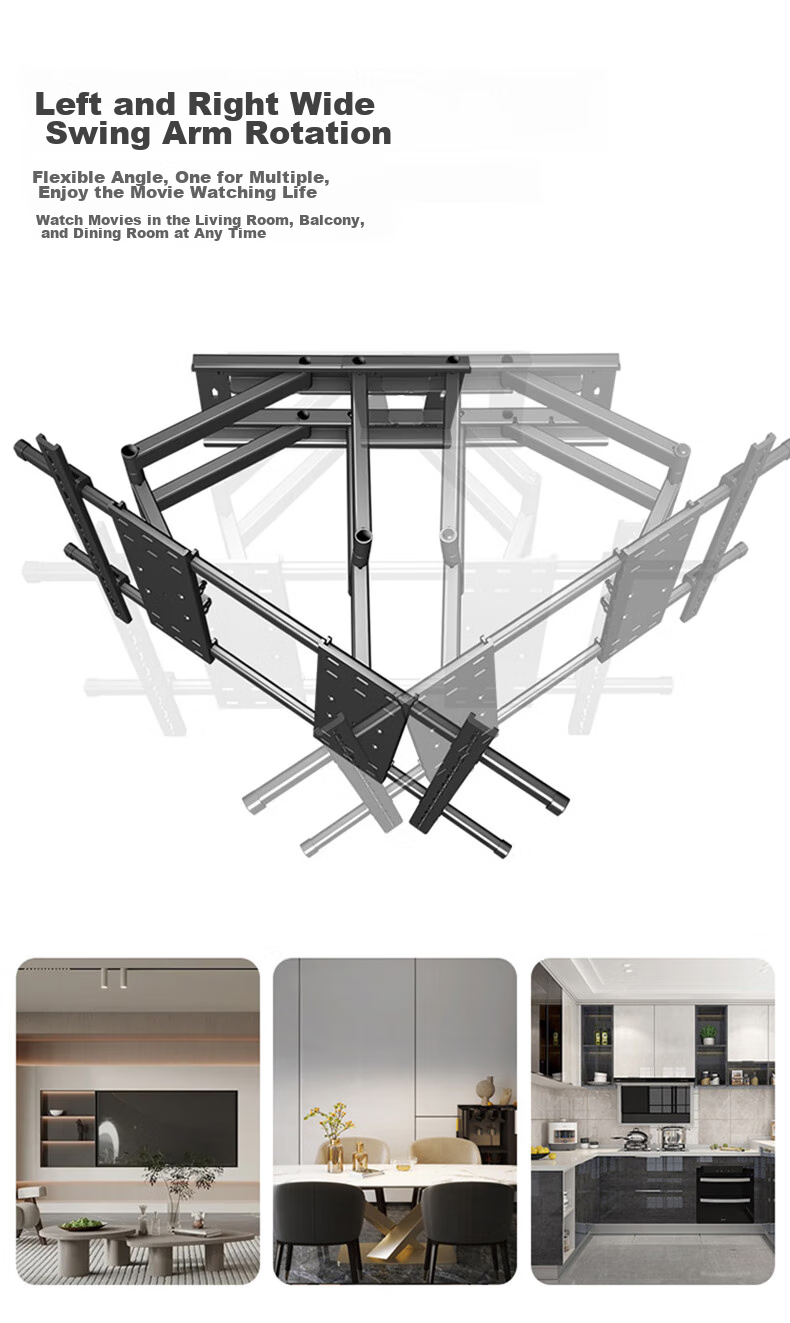 Jianleji 90-Degree Rotating TV Wall Mount, Left And Right Swivel 180°, Vertical Wall Folding Push-Pull Extended Bracket, Universal for 43/55/65/75 Inches, Precision Hinge 13