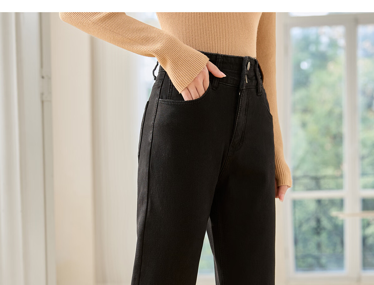 PinCai Autumn Winter Fleece-Lined High-Waist Slim Fit Skinny Jeans for Women Stretch Warm Pants P139N3231 10