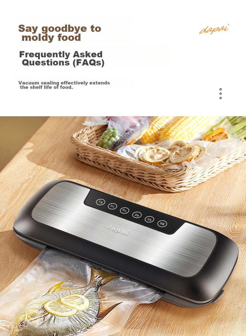 Dapai Vacuum Sealing Machine for Commercial Use, Automatic Vacuum Packaging Cutter with Dual Pumps for Dry And Wet Sealing, Food Preservation Machine 7
