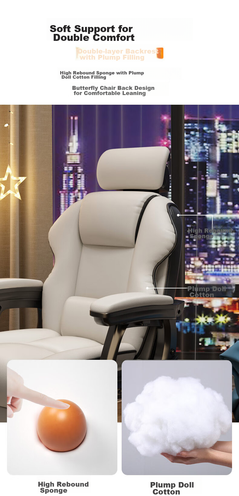 Chibailun Ergonomic Office Chair, Computer Gaming Chair for Home Use, Study Chair, Executive Chair with Adjustable Height And Swivel Functio 10
