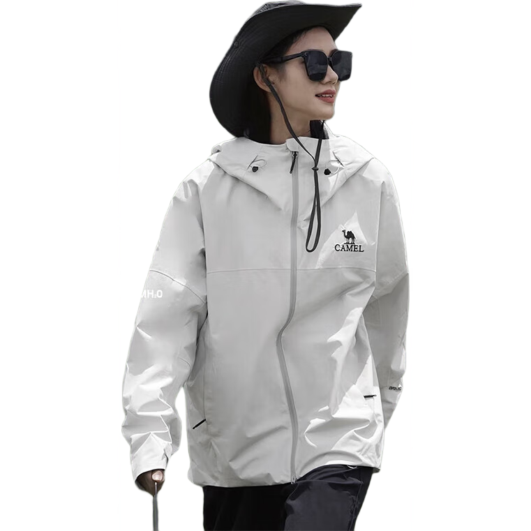 CAMEL [Wang Junkai's Choice], Outdoor Rain God Windbreaker Jacket for Men And Women, Hard Shell, Heavy Rain Level Windproof Waterproof Coat