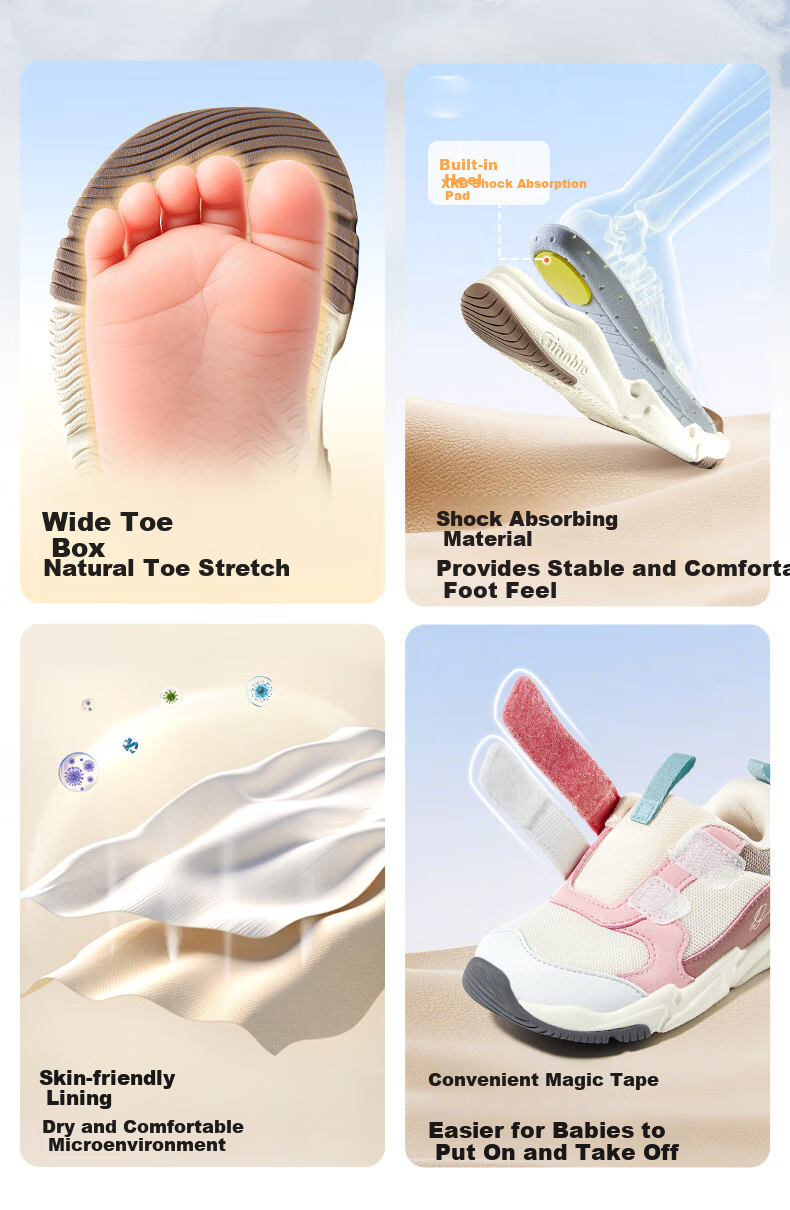 Ginoble Infant And Toddler Walking Shoes, Children's Footwear for Boys And Girls, Fall 2025 New Style Breathable Baby Functional Shoes, Spring And Autumn GW1800 Light Beige 9