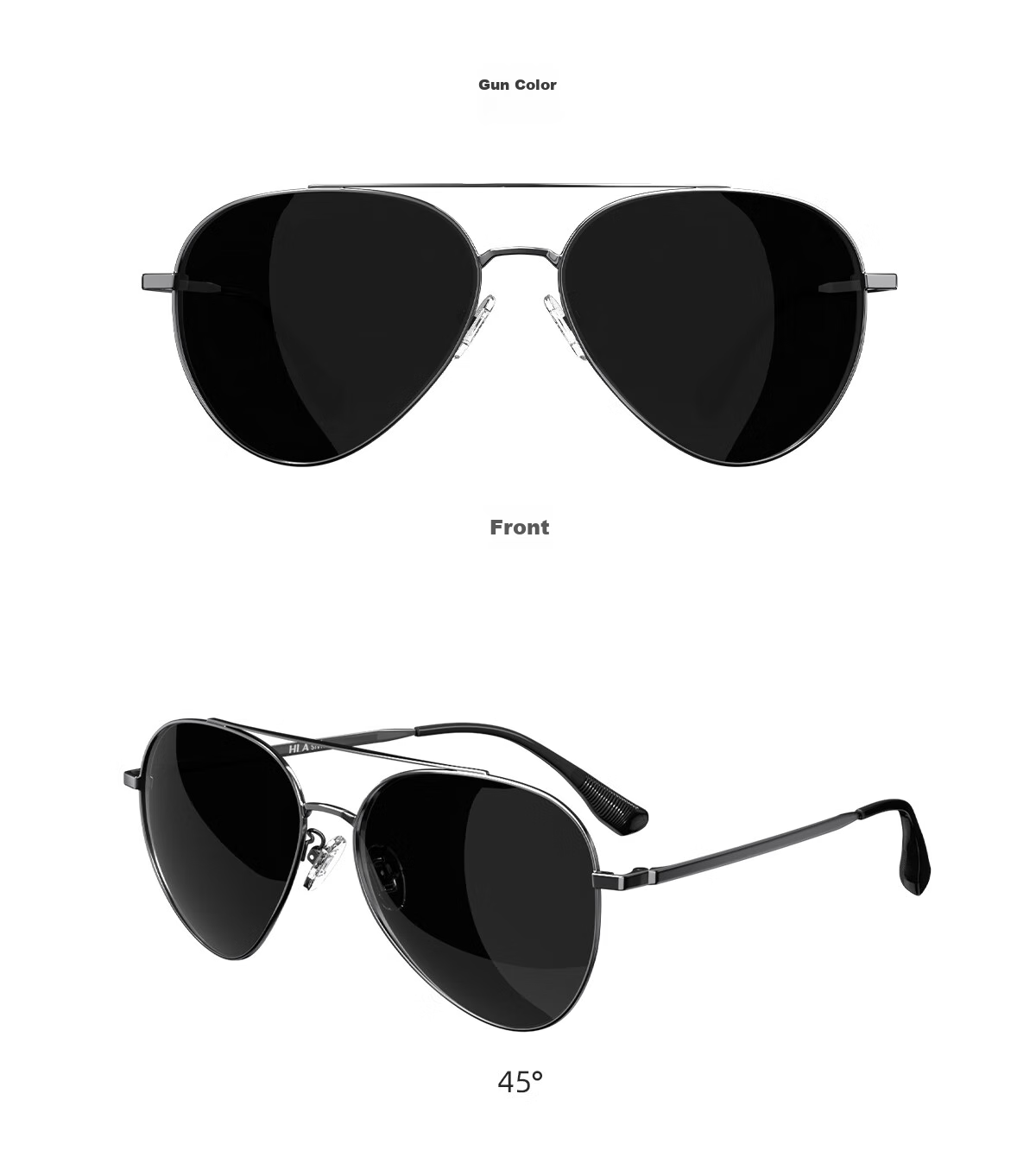 HLA Classic Aviator Sunglasses, Polarized Sunglasses with Frog Eyes, Driving Anti-Glare Glasses for Men And Women, Black 17