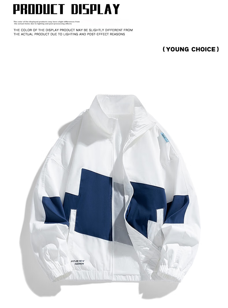 Dingfengbaoluo American-Style High Street Jacket for Men, Spring Loose Casual Lapel Contrasting Color Long-Sleeve Cardigan Coat DFM13 White L 5