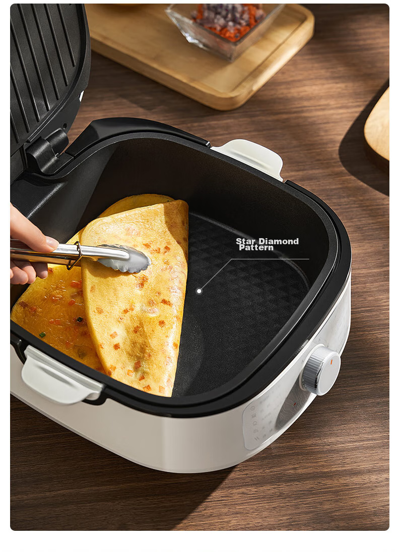 SUPOR Electric Griddle with Detachable Upper And Lower Plates, Steamer Pot Hot Pot Wok, Pancake Maker Sandwich Machine Breakfast Maker 75mm Deep Adjustable Heat JT2828R864 15