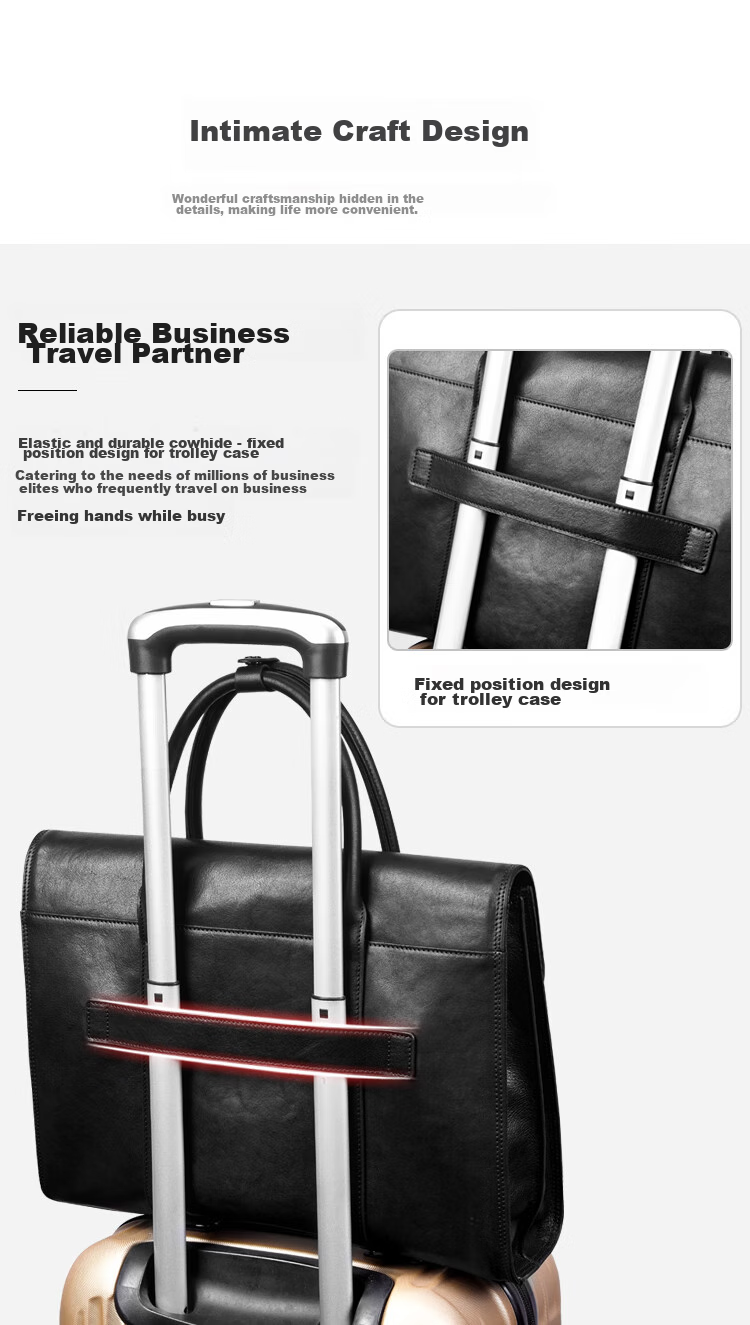 Pabojoe Business Briefcase, Men's Top-Grain Leather Handbag, Horizontal Style Large Capacity Laptop Bag for Men, Valentine's Day Gift 3