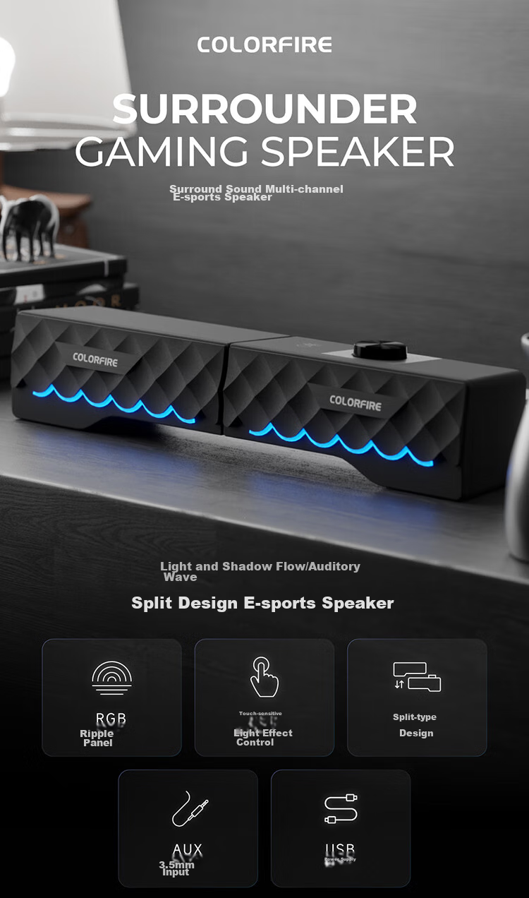 COLORFIRE Computer Speakers, Home Desktop Laptop Gaming Speakers, RGB Cool Lighting Effects, Detachable Design, White, FS-D2101 2