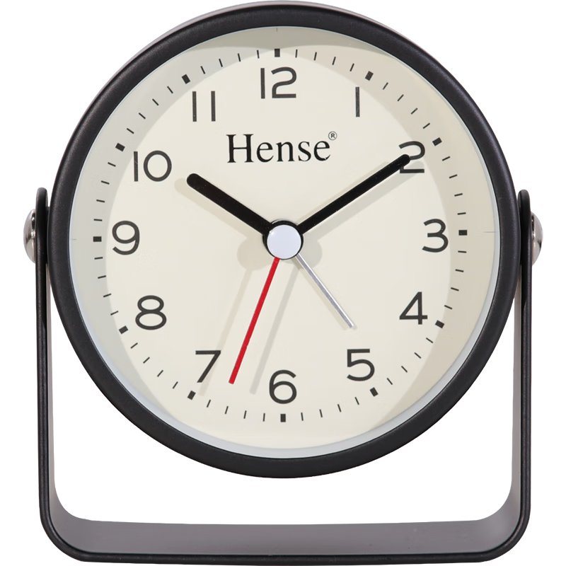 Hense Minimalist Desktop Alarm Clock for Children and Students, Bedroom Bedside Table Clock, HA52 Black Back-to-School Edition