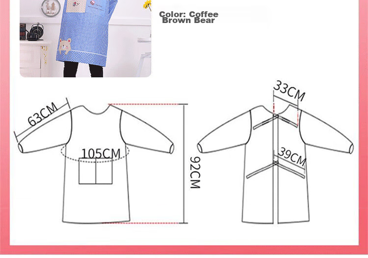 MISHIGUANG Oil-Resistant Long-Sleeve Apron, Adult Kitchen Apron, Hand-Wiping, Fashionable Household Apron for Men And Women, Long Sleeves 2