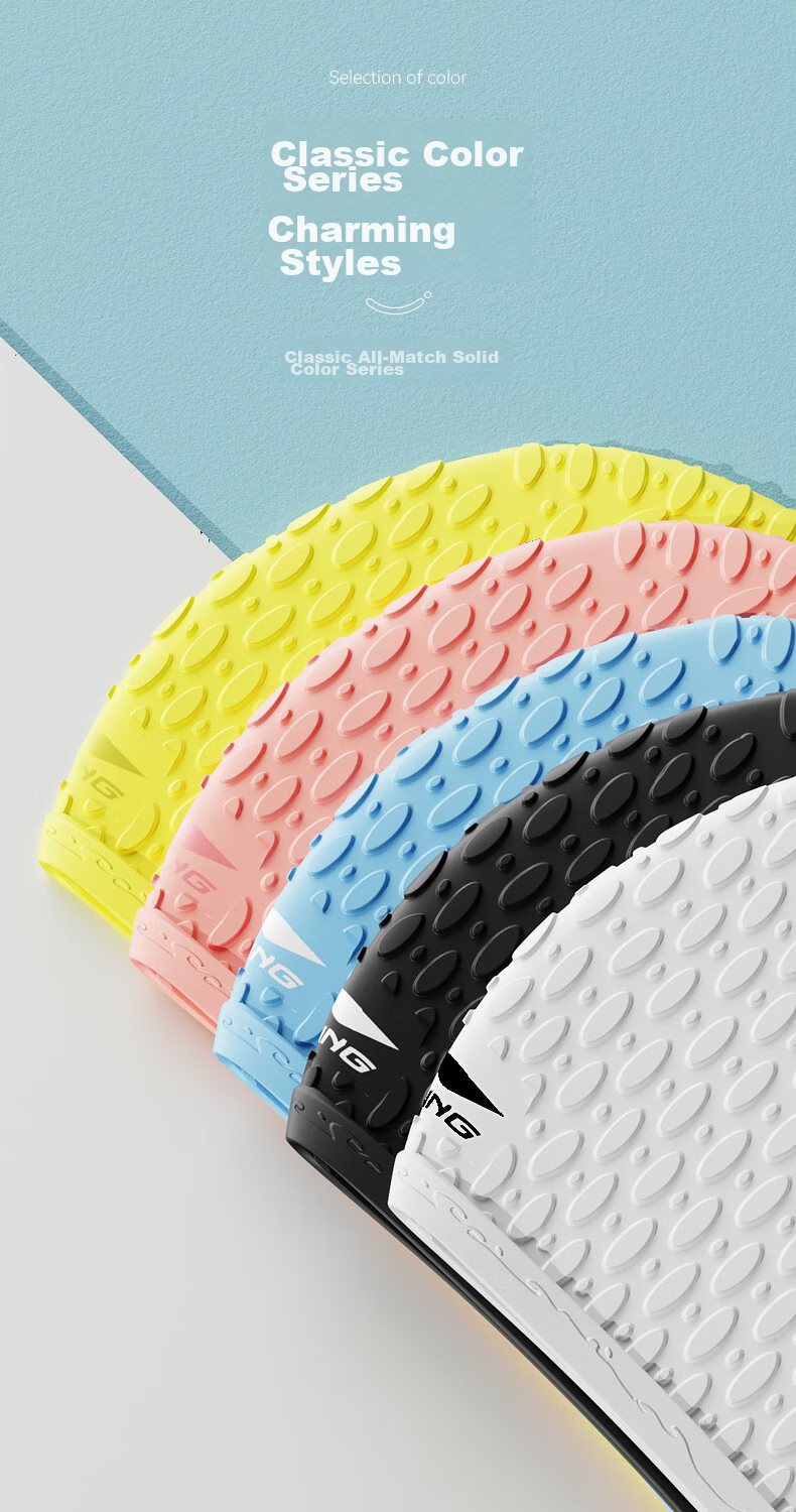 Li-Ning Women's Swim Cap, Comfortable to Wear, Concave Non-Slip Design, Long Hair Silicone Waterproof Swimming Cap, 818 White And Black 3