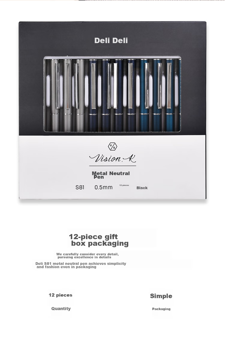 Deli Gel Pen, 1.0mm Bullet Tip, Office Writing Pen, Thick Line Width, Black, 12 Pens/box, S107, College Entrance Exam 7