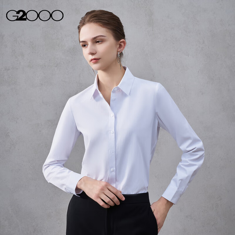 G2000 Women's Long Sleeve Commuter Shirt with Bow Tie, Cotton Comfort, All-Season, Mall Style