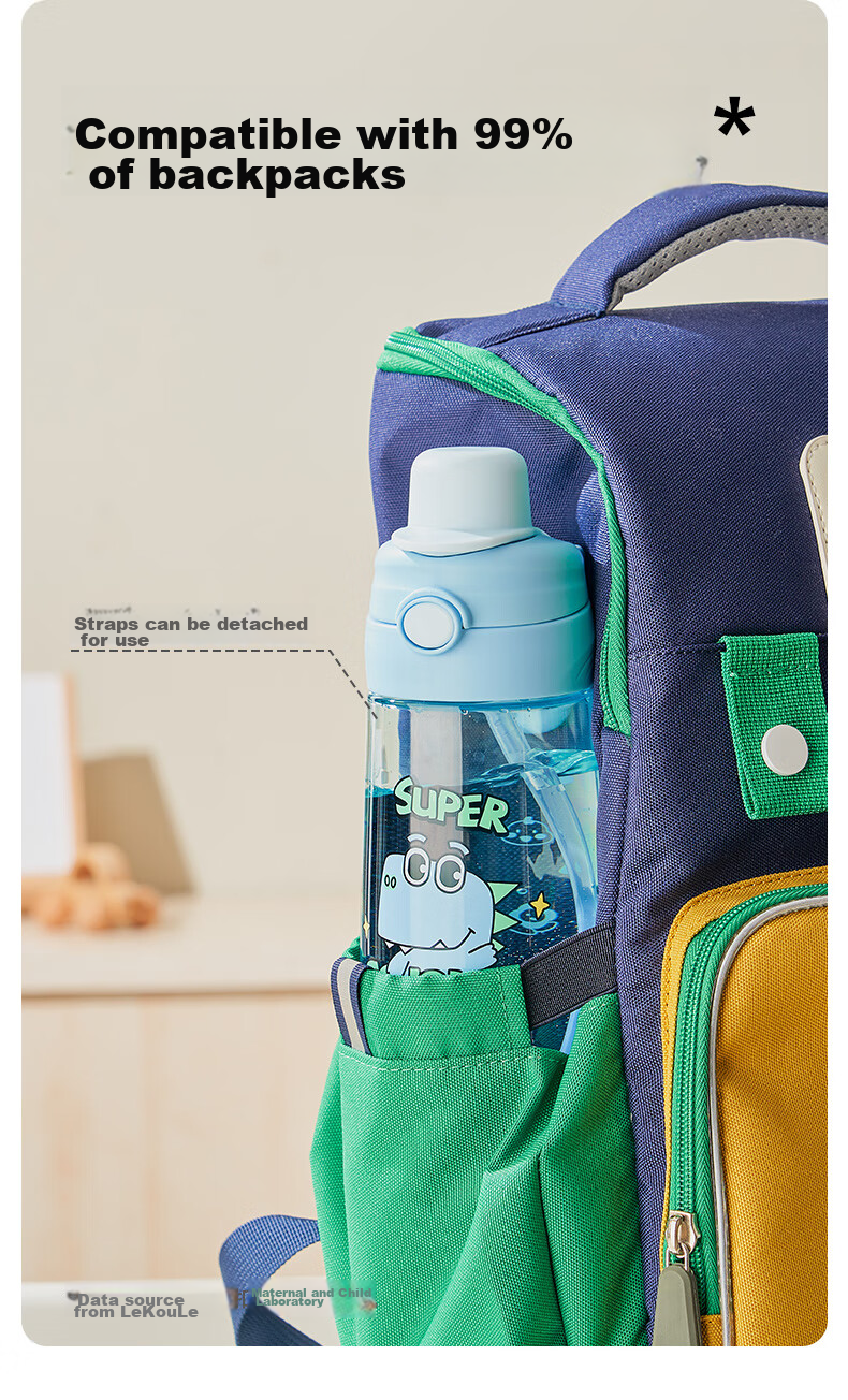 LOCK&LOCK Children's Water Bottle for Ages 6-12, Summer Straw Cup, School-Specific Drinking Cup for Elementary Students, Sports Water Bottle for Boys 9