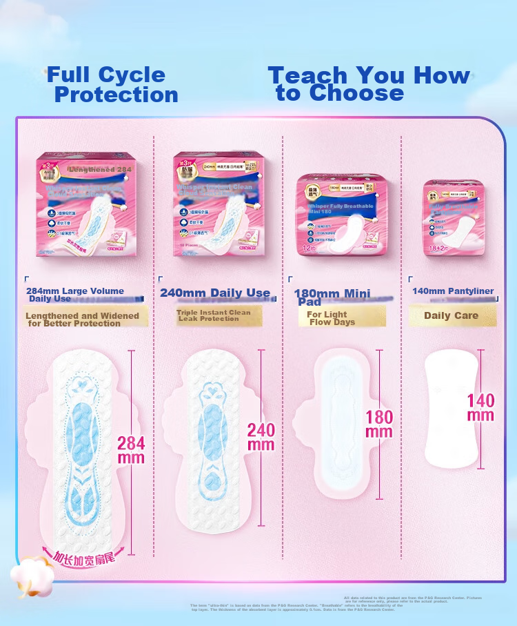 Hushubao [Quick-Drying Cloud-Soft] Sanitary Napkins, Heavy Flow Daytime Use, 284mm, 12 Pieces, Cloud-Feel Cotton Menstrual Pads, Ultra-Thin Breathable, Self-Operated 10