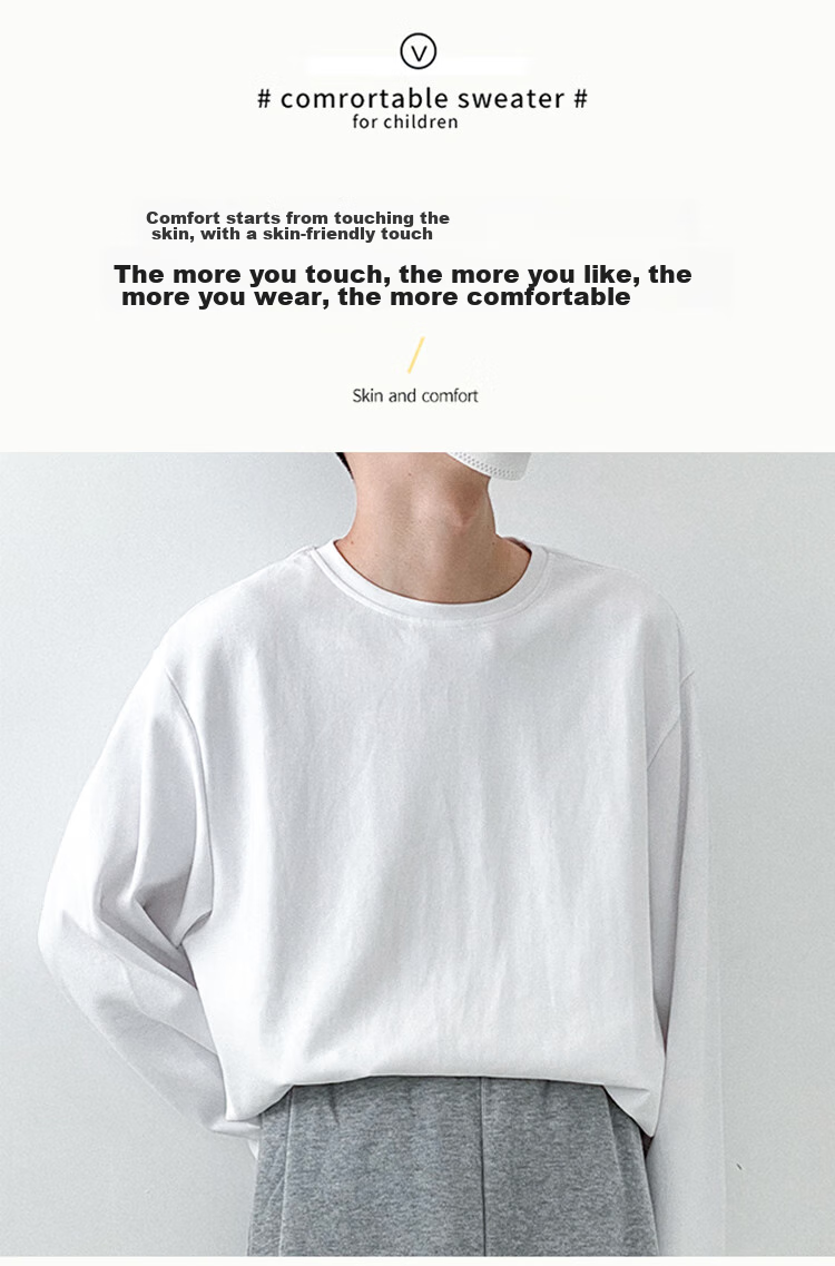 Nanjiren 100% Cotton Long Sleeve T-Shirt Women Simple White Premium Feel Top Versatile Layering Outerwear Long Sleeve 3XL 9