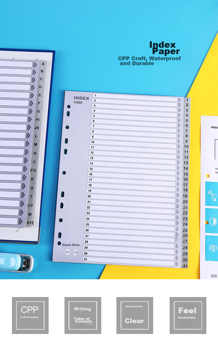 COMIX A4 11-Hole Easy-To Label, Monthly Page Separator Index Paper, 31 Pages (1-31) EX8899 1