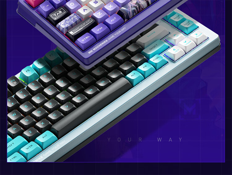 MACHENIKE K600T, 82-Key Wired/2.4G/Bluetooth Tri-Mode Mechanical Keyboard, IP Custom Edition - Baize Teng Purple Switch 19