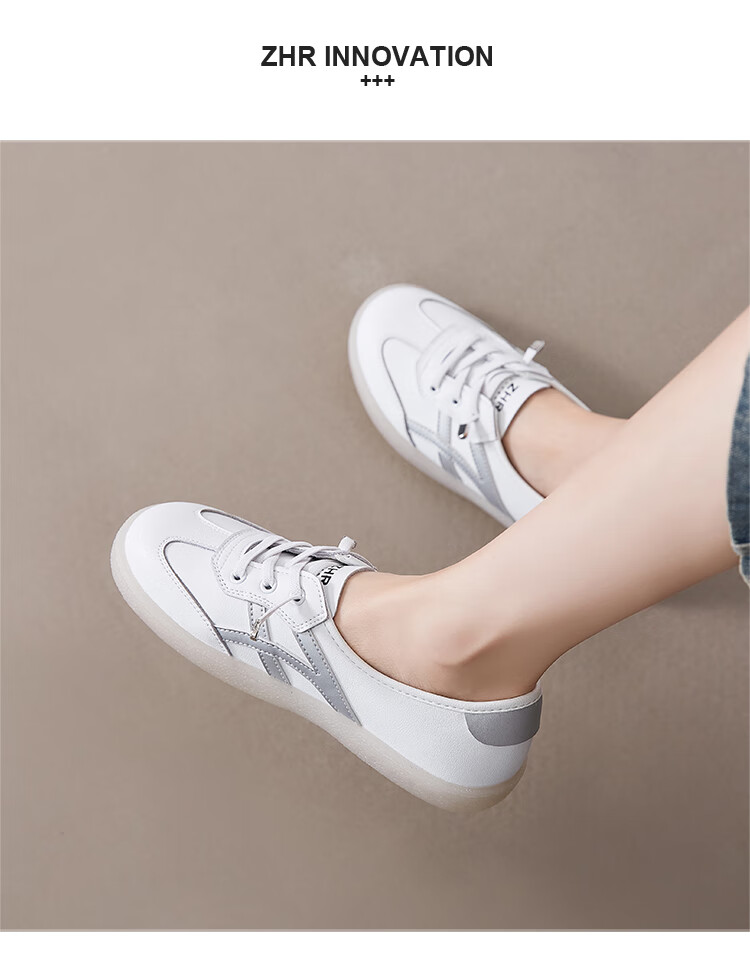 ZHR Casual Shoes, Lightweight And Breathable, Spring And Autumn Flat White Sneakers, Trendy Retro Training Shoes for Women, A67P, White And Blue, Size 37 14