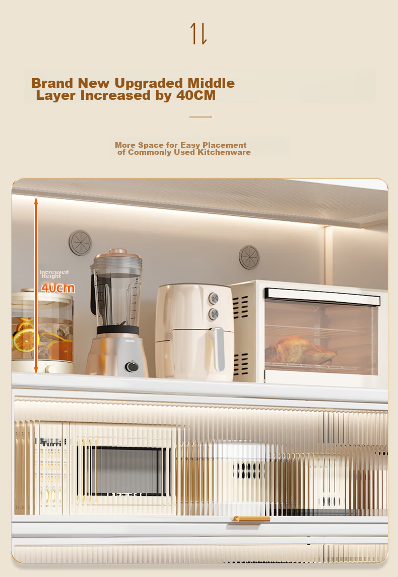 Jiabangshou Kitchen Utensil Storage Rack, Floor-Standing Microwave Oven Organizer, Multi-Layer Dustproof Storage Cabinet, Multifunctional Cupboard, Length 80cm 9