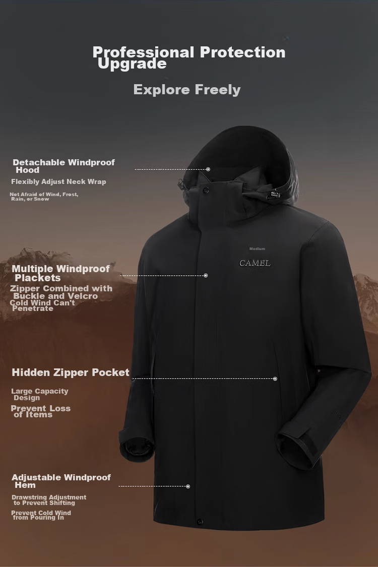 CAMEL Cold-Resistant Windbreaker with Goose Down Inner Liner, Men's Three-In down Jacket, Mountaineering Coat [Snow Region] A13CAFa0064 10