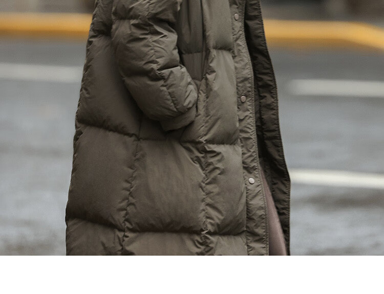 Dme [Retro Long Hooded Down Jacket] Winter Style with Side Pockets, Waist Belt, Long Women's Down Coat, Coffee Color, M 20