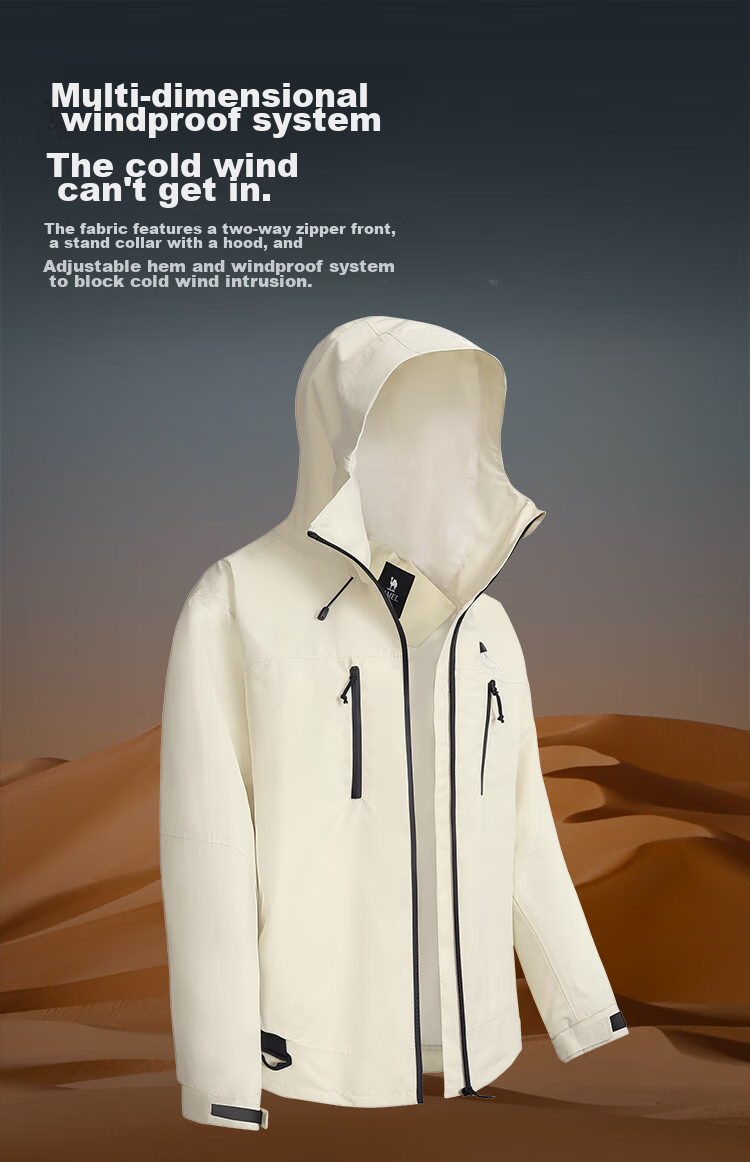 CAMEL Outdoor Waterproof Jacket, Single-Layer Coat, 31187 Flowing White, Men's XXXL 7