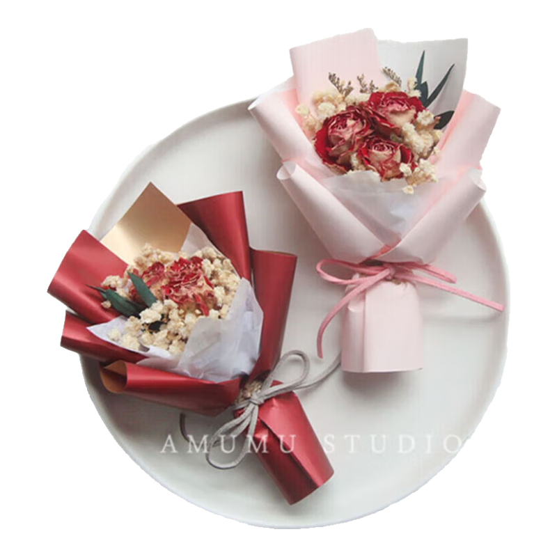 Abaoli Valentine's Day Mini Bouquet for Girlfriend, Pocket-Sized Eternal Flower Arrangement with Artificial Roses, Small Gift