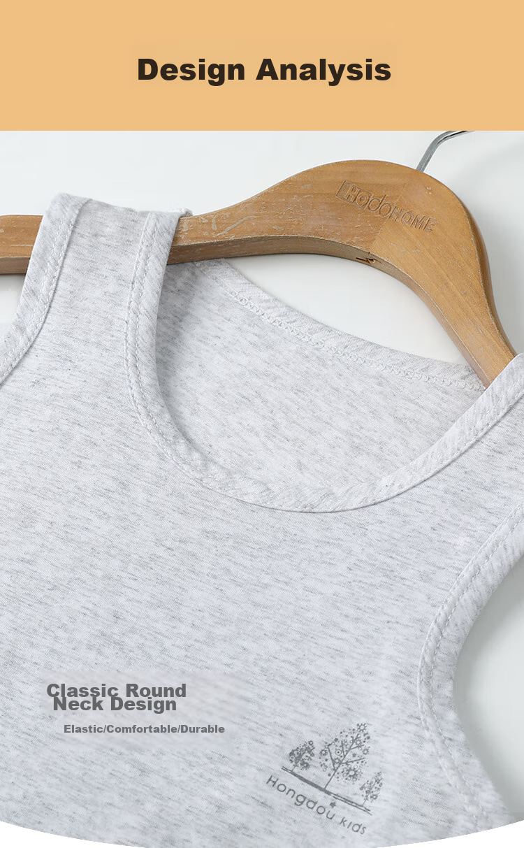 Hodohome Children's Tank Top, Boys' Summer Thin Style, 40s Combed Cotton, Casual Sports Undershirt, 803 Heather Gray, Size 140 4