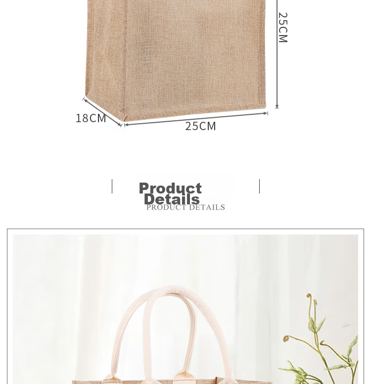 TaTanice Linen Bag, 1 Piece, Handbag, Holiday Gift Bag, Shopping Storage Bag, Lunch Box Bag 4