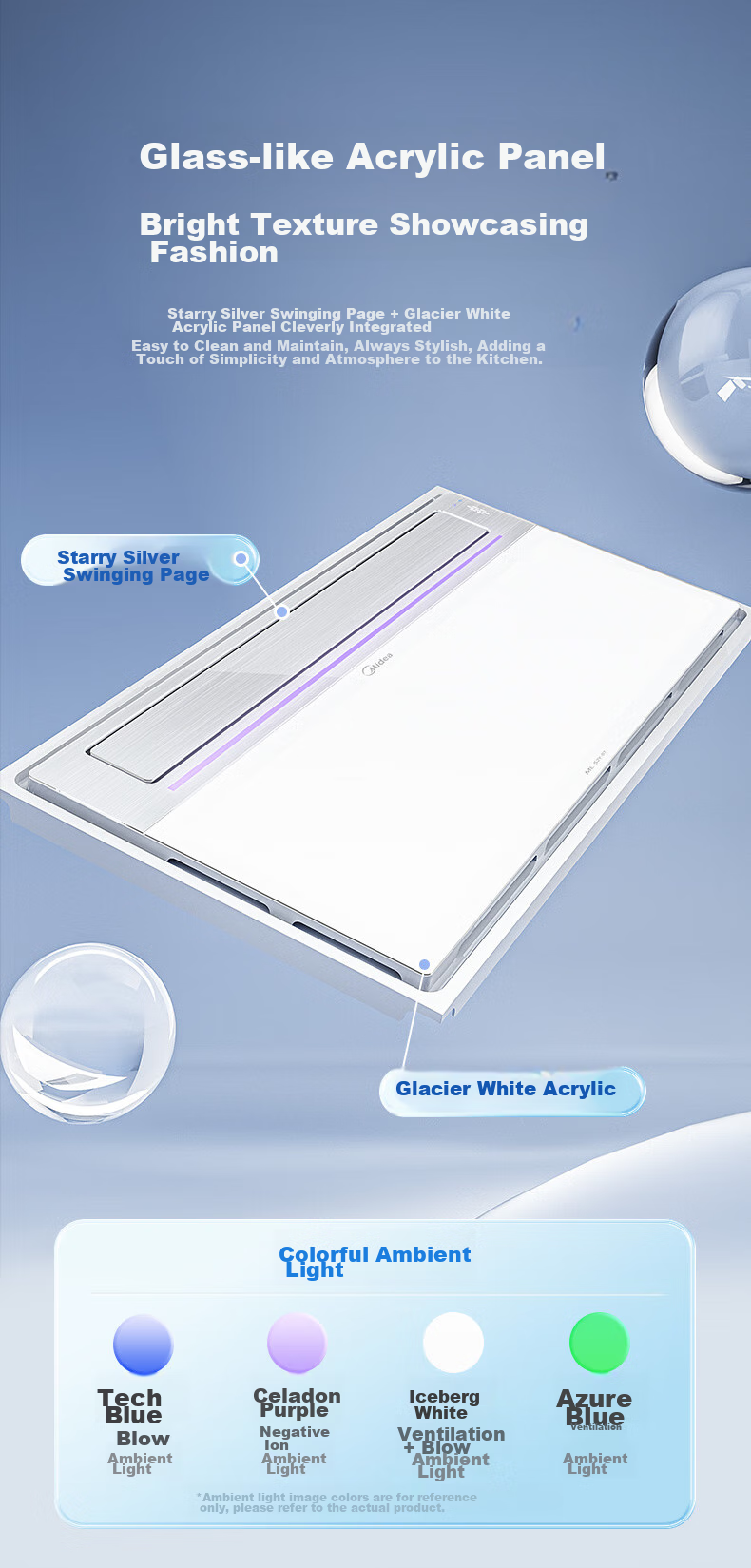 Midea Hair Dryer, Cooling King Series, Lighting Negative Ion Deodorizer, Odor Sensor Exhaust Ventilation Blower B7P Kitche 4